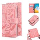 For Huawei P40 Tiger Embossing Pattern Horizontal Flip Leather Case with Holder & Card Slots & Wallet(Pink) - 1