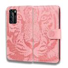 For Huawei P40 Tiger Embossing Pattern Horizontal Flip Leather Case with Holder & Card Slots & Wallet(Pink) - 2