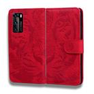 For Huawei P40 Tiger Embossing Pattern Horizontal Flip Leather Case with Holder & Card Slots & Wallet(Red) - 2