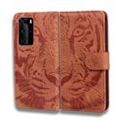 For Huawei P40 Pro Tiger Embossing Pattern Horizontal Flip Leather Case with Holder & Card Slots & Wallet(Brown) - 1