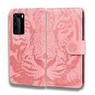 For Huawei P40 Pro Tiger Embossing Pattern Horizontal Flip Leather Case with Holder & Card Slots & Wallet(Pink) - 2