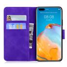 For Huawei P40 Pro Tiger Embossing Pattern Horizontal Flip Leather Case with Holder & Card Slots & Wallet(Purple) - 3