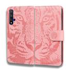 For Huawei Honor 20 / nova 5T Tiger Embossing Pattern Horizontal Flip Leather Case with Holder & Card Slots & Wallet(Pink) - 2