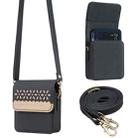 BFB13 BINFEN Color Flowers Crossbody Flip Phone Leather Bag(Black) - 1
