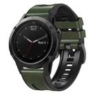 For Garmin 22mm xDfind Leather Skin Silicone Quick Release Watch Band(Army Green) - 1