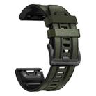 For Garmin 22mm xDfind Leather Skin Silicone Quick Release Watch Band(Army Green) - 2