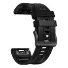 For Garmin 22mm xDfind Leather Skin Silicone Quick Release Watch Band(Black) - 2