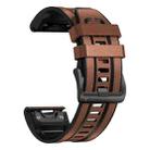 For Garmin 22mm xDfind Leather Skin Silicone Quick Release Watch Band(Brown) - 2