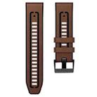 For Garmin 22mm xDfind Leather Skin Silicone Quick Release Watch Band(Brown) - 3