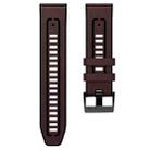 For Garmin 22mm xDfind Leather Skin Silicone Quick Release Watch Band(Dark Brown) - 3