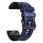 For Garmin 22mm xDfind Leather Skin Silicone Quick Release Watch Band(Dark Blue) - 2
