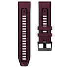 For Garmin 22mm xDfind Leather Skin Silicone Quick Release Watch Band(Wine Red) - 3