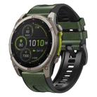 For Garmin 26mm xDfind Leather Skin Silicone Quick Release Watch Band(Army Green) - 1