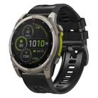 For Garmin 26mm xDfind Leather Skin Silicone Quick Release Watch Band(Black) - 1
