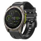 For Garmin 26mm xDfind Leather Skin Silicone Quick Release Watch Band(Charcoal Gray) - 1