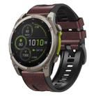 For Garmin 26mm xDfind Leather Skin Silicone Quick Release Watch Band(Dark Brown) - 1