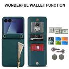 For Samsung Galaxy Z Flip7 5G Zipper Wallet Card Slot Leather Phone Case with Crossbody Strap(Green) - 2