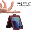 For Samsung Galaxy Z Flip7 5G Cross Texture Ring Design Card Slot Leather Phone Case(Red) - 2
