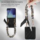 For Samsung Galaxy Z Flip7 5G Rhombic Leather Phone Case with Scarf / Bracelet(Black) - 2