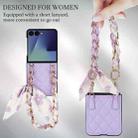 For Samsung Galaxy Z Flip7 5G Rhombic Leather Phone Case with Scarf / Bracelet(Purple) - 2