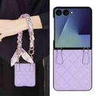 For Samsung Galaxy Z Flip7 5G Rhombic Leather Phone Case with Scarf / Bracelet(Purple) - 3