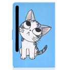 For Samsung Galaxy Tab S7 11.0 T870 Colored Drawing Pattern Voltage Horizontal Flip Black TPU + PU Leather Case with Holder & Card Slots & Anti-skid Strip & Sleep / Wake-up Function(Blue Background Cat) - 2