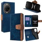 For Huawei nova 14 Ultra Color Stitching Skin Feel Leather RFID Blocking Phone Case(Blue) - 1