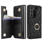 For Samsung Galaxy Z Fold7 Rhombic Texture Ring Double Buckle Leather Phone Case(Black) - 2