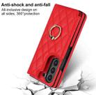 For Samsung Galaxy Z Fold7 Rhombic Texture Ring Double Buckle Leather Phone Case(Red) - 3