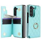 For Samsung Galaxy Z Fold7 Rhombic Texture Ring Double Buckle Leather Phone Case(Green) - 2
