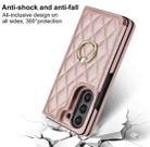 For Samsung Galaxy Z Fold7 Rhombic Texture Ring Double Buckle Leather Phone Case(Rose Gold) - 3
