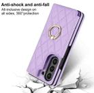 For Samsung Galaxy Z Fold7 Rhombic Texture Ring Double Buckle Leather Phone Case(Purple) - 3
