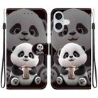For iPhone 16 Crystal Texture Colored Drawing Leather Phone Case(Milk Tea Bear) - 1
