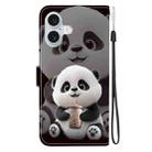 For iPhone 16 Crystal Texture Colored Drawing Leather Phone Case(Milk Tea Bear) - 3