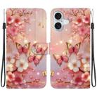 For iPhone 16 Crystal Texture Colored Drawing Leather Phone Case(Lantern Butterflies) - 1