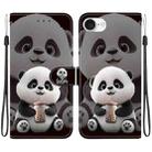 For iPhone 16e Crystal Texture Colored Drawing Leather Phone Case(Milk Tea Bear) - 1