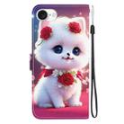 For iPhone 16e Crystal Texture Colored Drawing Leather Phone Case(Rose Cat) - 3