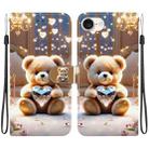 For iPhone 16e Crystal Texture Colored Drawing Leather Phone Case(Diamond Bear) - 1