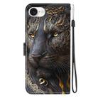 For iPhone 16e Crystal Texture Colored Drawing Leather Phone Case(Black Gold Lion) - 3