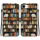 For iPhone 16e Crystal Texture Colored Drawing Leather Phone Case(Bookshelf) - 1