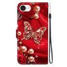 For iPhone 16e Crystal Texture Colored Drawing Leather Phone Case(Pearl Butterfly Rose) - 3