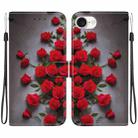 For iPhone 16e Crystal Texture Colored Drawing Leather Phone Case(Red Roses) - 1