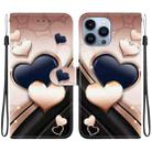 For iPhone 15 Pro Crystal Texture Colored Drawing Leather Phone Case(Love Heart) - 1