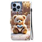 For iPhone 15 Pro Crystal Texture Colored Drawing Leather Phone Case(Diamond Bear) - 3