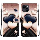 For iPhone 15 Plus Crystal Texture Colored Drawing Leather Phone Case(Love Heart) - 1