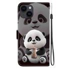 For iPhone 15 Plus Crystal Texture Colored Drawing Leather Phone Case(Milk Tea Bear) - 3