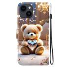 For iPhone 15 Plus Crystal Texture Colored Drawing Leather Phone Case(Diamond Bear) - 3