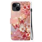 For iPhone 15 Plus Crystal Texture Colored Drawing Leather Phone Case(Lantern Butterflies) - 3