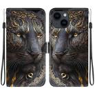 For iPhone 15 Plus Crystal Texture Colored Drawing Leather Phone Case(Black Gold Lion) - 1
