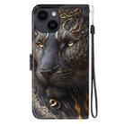 For iPhone 15 Plus Crystal Texture Colored Drawing Leather Phone Case(Black Gold Lion) - 3